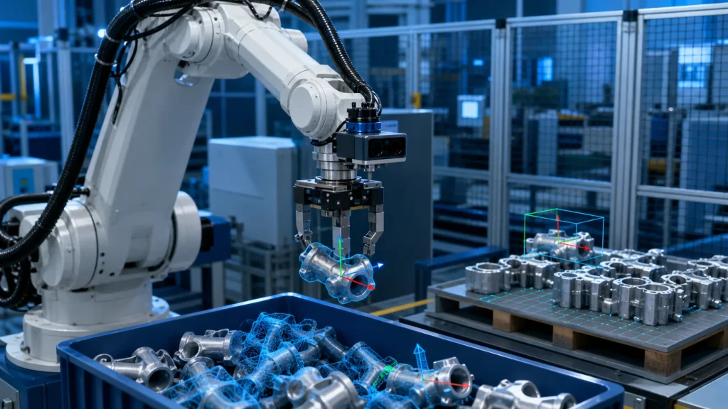 ビジョン認識で部品を把持する産業用ロボット