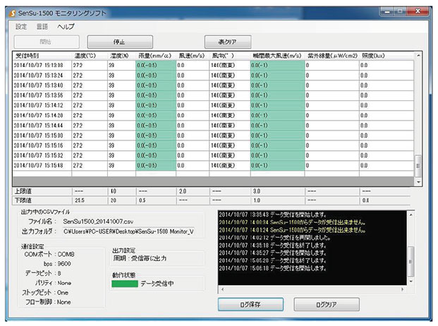 PCでの観測データ表示例