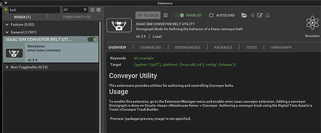 ISAAC SIM CONVEYOR BELT UTI